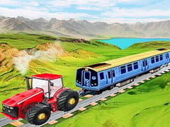 Chained Tractor Towing Train Game